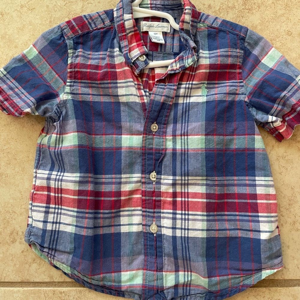 Polo Boys 18m Plaid Short Sleeve Button Down